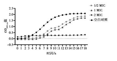 中藥單體組合物綠原酸、黃芩苷、厚樸酚對大腸桿菌生長曲線的影響